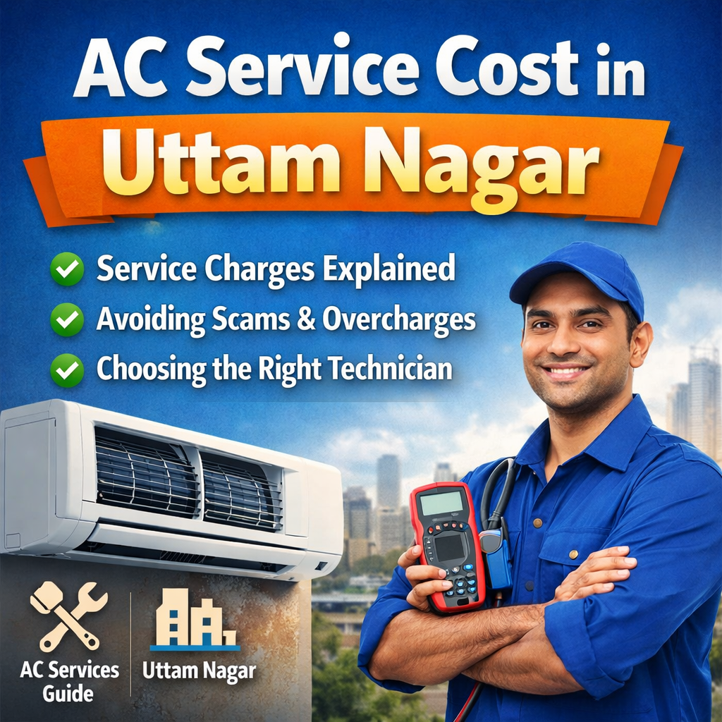 AC service cost in Uttam Nagar explained with professional AC technician